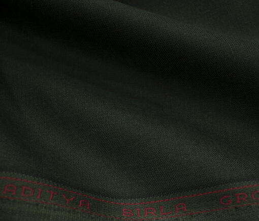 Linen Club Men's European Linen 60 LEA Solids 2.25 Meter Unstitched Shirting Fabric (Dark Pine Green)