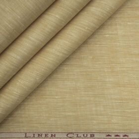 Linen Club Men's European Linen 60 LEA Self Design 2.25 Meter Unstitched Shirting Fabric (Biscotti Beige)