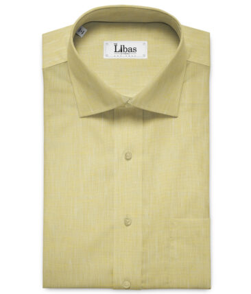 Linen Club Men's European Linen 60 LEA Self Design 2.25 Meter Unstitched Shirting Fabric (Daffodil Yellow)