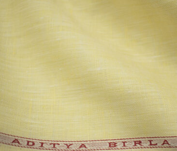 Linen Club Men's European Linen 60 LEA Self Design 2.25 Meter Unstitched Shirting Fabric (Daffodil Yellow)