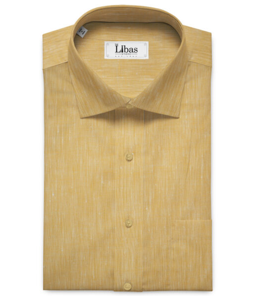 Linen Club Men's European Linen 60 LEA Self Design 2.25 Meter Unstitched Shirting Fabric (Light Orange)