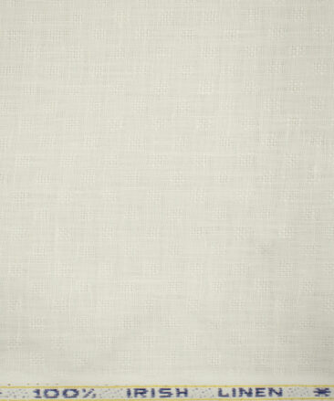 Arvind Men's Irish Linen 60 LEA Dobby 2.25 Meter Unstitched Shirting Fabric (Milky White)