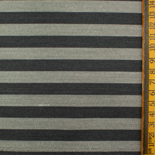 Absoluto Men's Terry Rayon Striped 3.75 Meter Unstitched Suiting Fabric (Dark Grey)