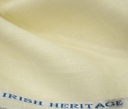 Burgoyne Men's Irish Linen 60 LEA Solids 2.25 Meter Unstitched Shirting Fabric (Cream)
