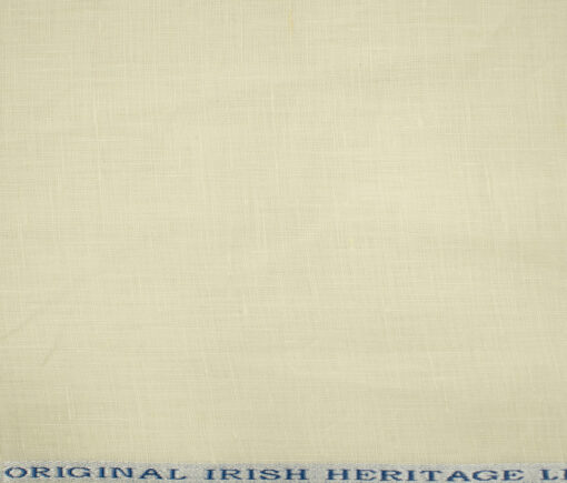 Burgoyne Men's Irish Linen 60 LEA Solids 2.25 Meter Unstitched Shirting Fabric (Cream)