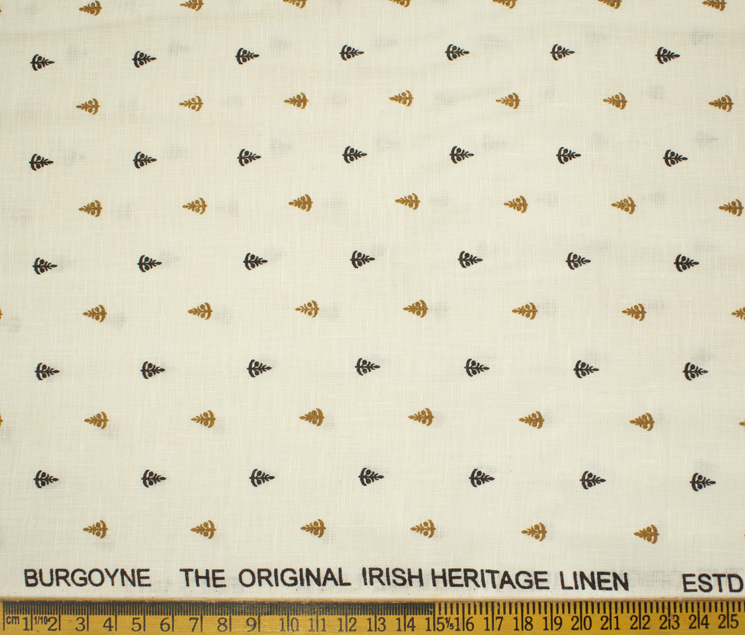 Burgoyne Men's Irish Linen 60 LEA Printed 2.25 Meter Unstitched Shirting Fabric (Cream & Brown)