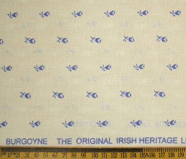 Burgoyne Men's Irish Linen 60 LEA Printed 2.25 Meter Unstitched Shirting Fabric (Cream & Blue)