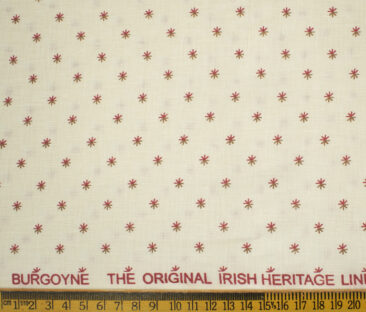 Burgoyne Men's Irish Linen 60 LEA Printed 2.25 Meter Unstitched Shirting Fabric (Cream & Red)