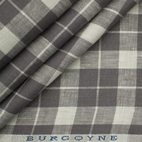 Burgoyne Men's Irish Linen 60 LEA Checks 2.25 Meter Unstitched Shirting Fabric (White & Purple)
