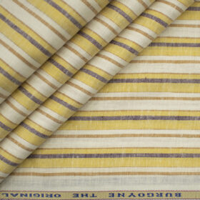 Burgoyne Men's Irish Linen 60 LEA Striped 2.25 Meter Unstitched Shirting Fabric (White