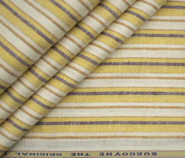 Burgoyne Men's Irish Linen 60 LEA Striped 2.25 Meter Unstitched Shirting Fabric (White