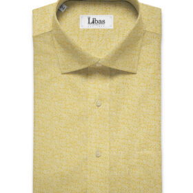 Burgoyne Men's Irish Linen 60 LEA Printed 2.25 Meter Unstitched Shirting Fabric (Yellow & White)