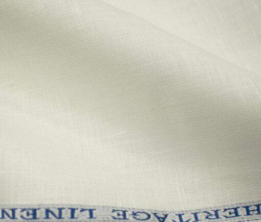 Burgoyne Men's Irish Linen 70 LEA Solids 3.50 Meter Unstitched Shirting Fabric (Milky White)