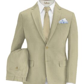 Don & Julio Men's Terry Rayon Houndstooth 3.75 Meter Unstitched Suiting Fabric (Beige)