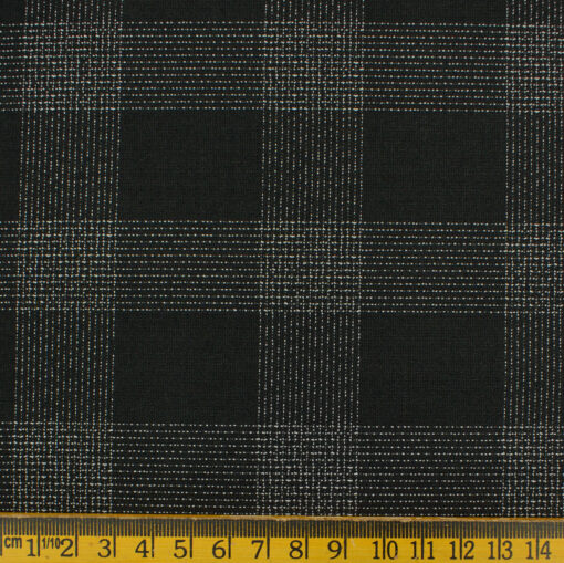 Don & Julio Men's Terry Rayon Checks 3.75 Meter Unstitched Suiting Fabric (Black)