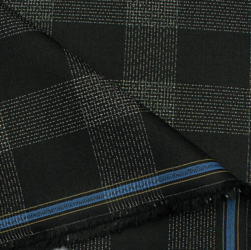 Don & Julio Men's Terry Rayon Checks 3.75 Meter Unstitched Suiting Fabric (Black)
