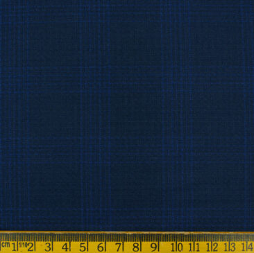 Don & Julio Men's Terry Rayon Checks 3.75 Meter Unstitched Suiting Fabric (Dark Royal Blue)