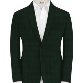 Don & Julio Men's Terry Rayon Checks 3.75 Meter Unstitched Suiting Fabric (Dark Pine Green)