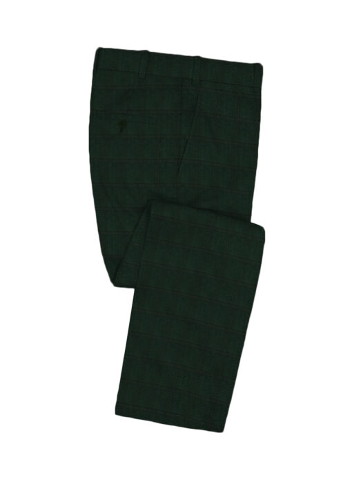 Don & Julio Men's Terry Rayon Checks 3.75 Meter Unstitched Suiting Fabric (Dark Pine Green)
