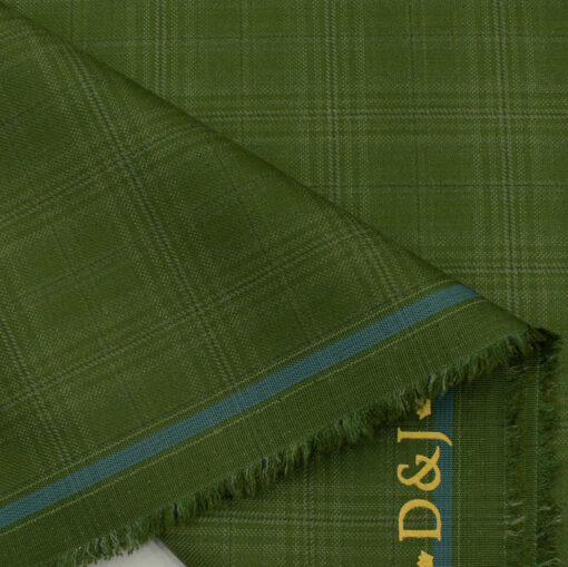 Don & Julio Men's Terry Rayon Checks 3.75 Meter Unstitched Suiting Fabric (Pear Green)