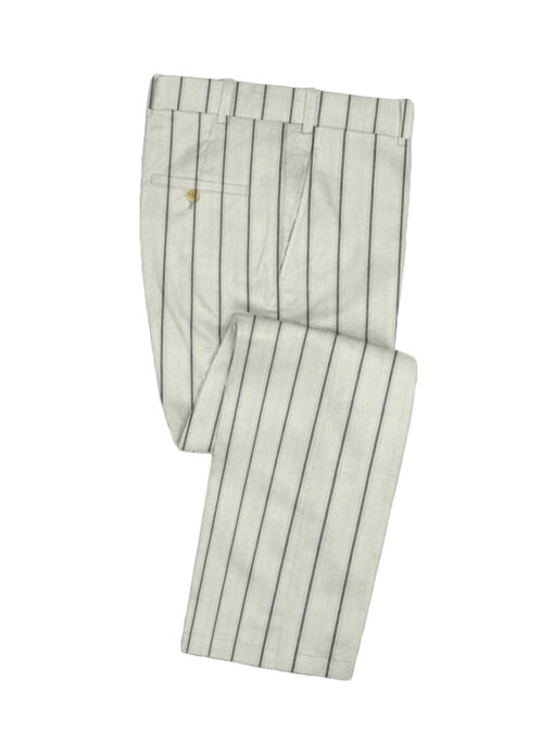 Donear Men's Terry Rayon Striped 3.75 Meter Unstitched Suiting Fabric (Cream)