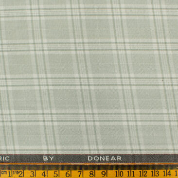 Donear Men's Terry Rayon Checks 3.75 Meter Unstitched Suiting Fabric (Pistachious Green)