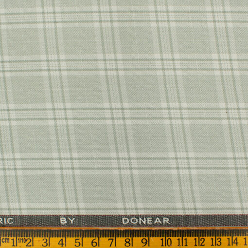 Donear Men's Terry Rayon Checks 3.75 Meter Unstitched Suiting Fabric (Pistachious Green)