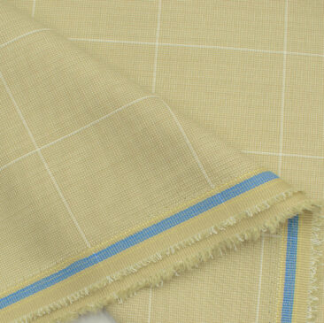 Fashion Flair Men's Terry Rayon Checks 3.75 Meter Unstitched Suiting Fabric (Beige)