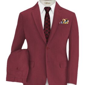 Italian Channel Men's Terry Rayon Structured 3.75 Meter Unstitched Suiting Fabric (Cherry Red)