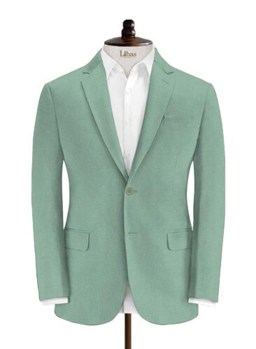 Italian Channel Men's Terry Rayon Structured 3.75 Meter Unstitched Suiting Fabric (Mint Green)