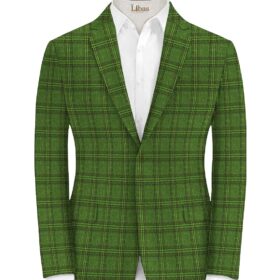 J.Hampstead Men's Terry Rayon Checks 3.75 Meter Unstitched Suiting Fabric (Light Green)