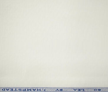 J.Hampstead Men's Cotton Linen 60 LEA Solids 3.50 Meter Unstitched Shirting Fabric (White)