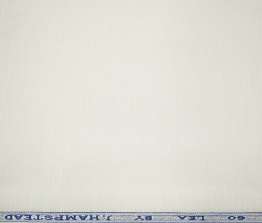 J.Hampstead Men's Cotton Linen 60 LEA Solids 3.50 Meter Unstitched Shirting Fabric (White)