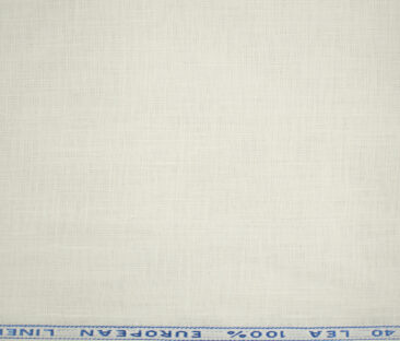 J.Hampstead Men's European Linen 40 LEA Solids 3.50 Meter Unstitched Shirting Fabric (Milky White)