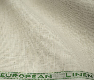 J.Hampstead Men's European Linen 60 LEA Structured 2.25 Meter Unstitched Shirting Fabric (Beige)