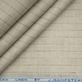 J.Hampstead Men's European Linen 60 LEA Structured 2.25 Meter Unstitched Shirting Fabric (Beige & Brown)