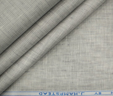 J.Hampstead Men's European Linen 60 LEA Self Design 2.25 Meter Unstitched Shirting Fabric (Light Grey)