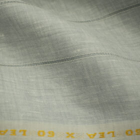 Linen Fiesta Men's European Linen 60 LEA Striped 2.25 Meter Unstitched Shirting Fabric (Pistachion Green)