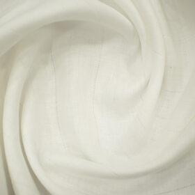 Linen Fiesta Men's European Linen 60 LEA Striped 2.25 Meter Unstitched Shirting Fabric (White)