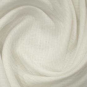 Linen Fiesta Men's European Linen 80 LEA Striped 2.25 Meter Unstitched Shirting Fabric (White)