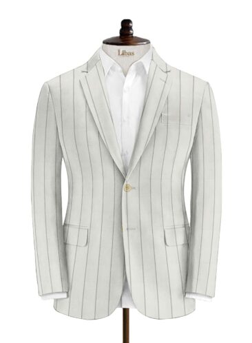 Marcellino Men's Terry Rayon Striped 3.75 Meter Unstitched Suiting Fabric (White)