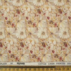 Raymond Men's Cotton Linen  Printed 2.25 Meter Unstitched Shirting Fabric (Beige)
