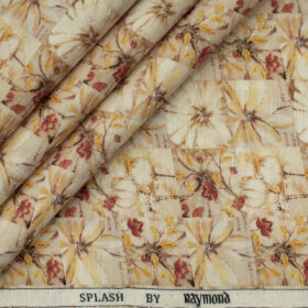 Raymond Men's Cotton Linen  Printed 2.25 Meter Unstitched Shirting Fabric (Beige)
