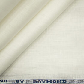 Raymond Men's Pure Linen 60 LEA Solids 3.50 Meter Unstitched Shirting Fabric (Milky White)