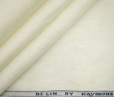 Raymond Men's Pure Linen 70 LEA Solids 3.50 Meter Unstitched Shirting Fabric (Milky White)