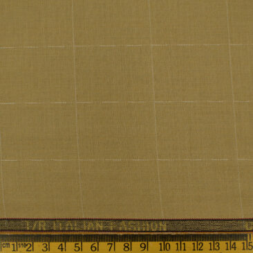 Siyaram's Men's Terry Rayon Checks 3.75 Meter Unstitched Suiting Fabric (Granola Beige)