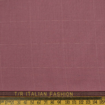 Siyaram's Men's Terry Rayon Checks 3.75 Meter Unstitched Suiting Fabric (Rouge Pink)