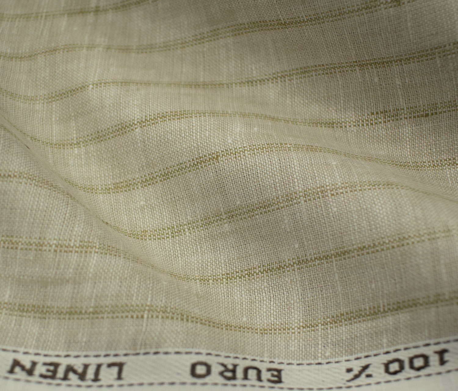 Solino Men's European Linen 60 LEA Striped 2.25 Meter Unstitched Shirting Fabric (Light Brown)