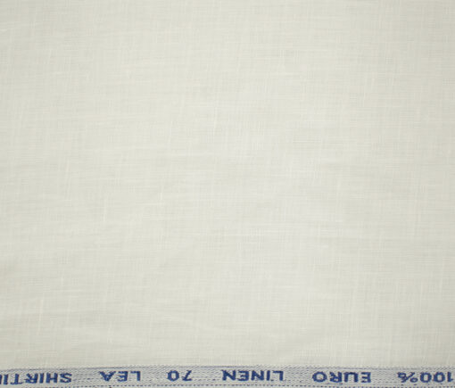 Solino Men's European Linen 70 LEA Solids 3.50 Meter Unstitched Shirting Fabric (White)