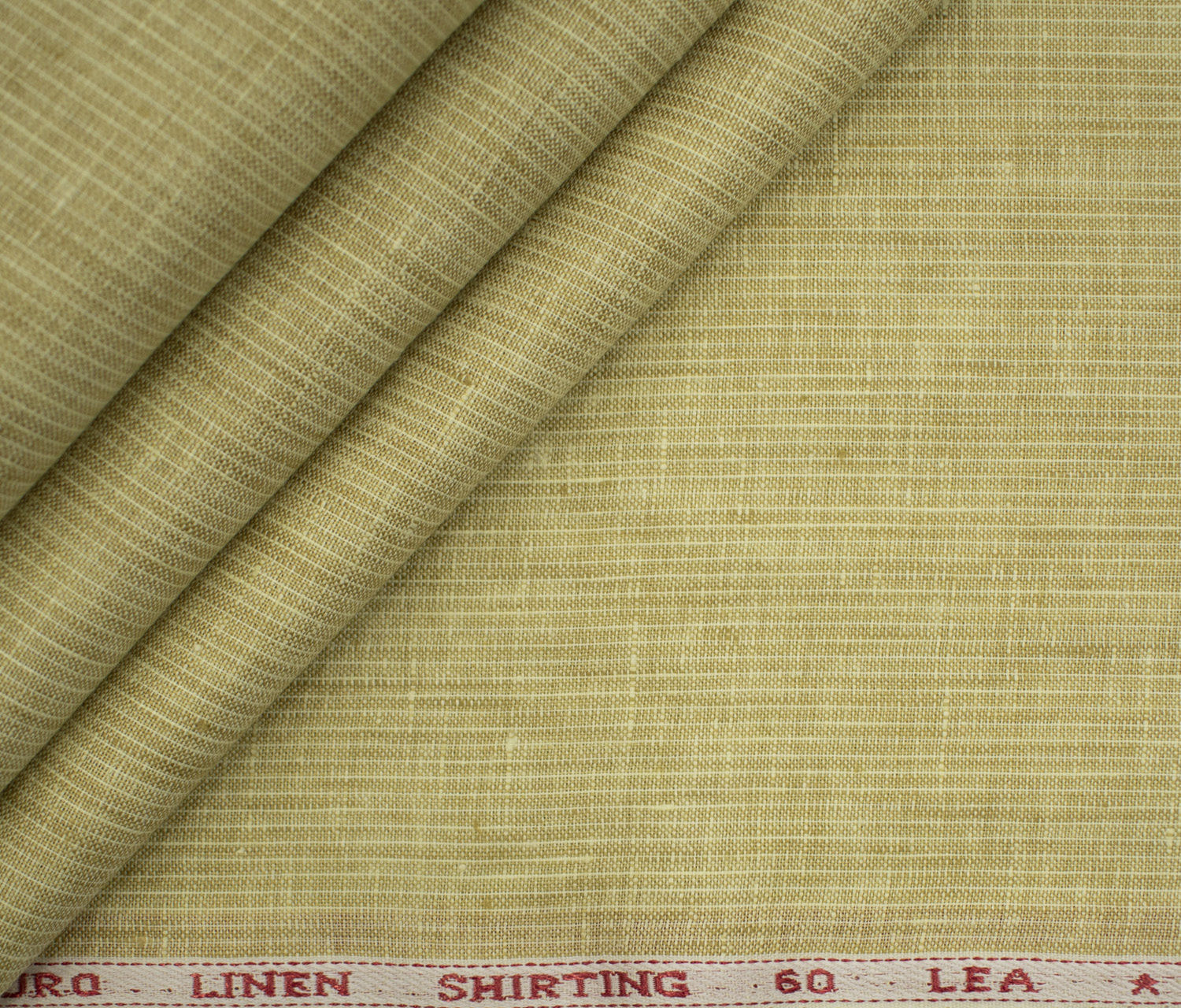 Solino Men's European Linen 60 LEA Striped 2.25 Meter Unstitched Shirting Fabric (Yellowish Beige)